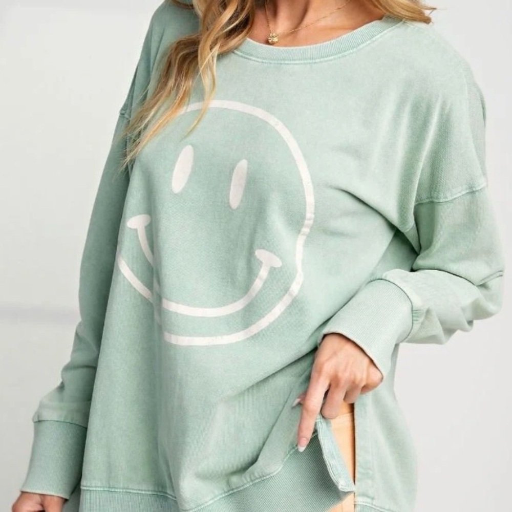 Smile Face Green Sweatshirt - Picture 11 of 11